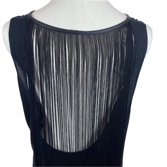 BB Dakota Womens Black Sleeveless Top With Fringe Back and Keyhole Chest Size M - Picture 5 of 8